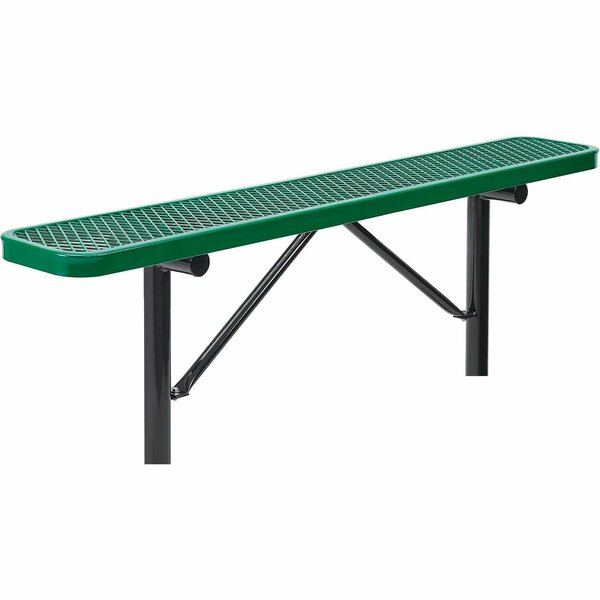Global Industrial 6ft Outdoor Steel Flat Bench, Expanded Metal, In Ground Mount, Green 277156IGN